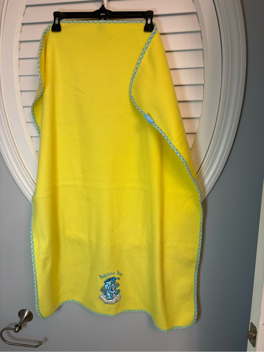 Vintage yellow carebears fleece Bedtime Bear embroidered blanket